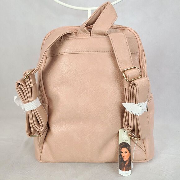 New DAISY FUENTES Blush Faux Lather Double Zip Around Backpack $98 - Picture 3 of 10